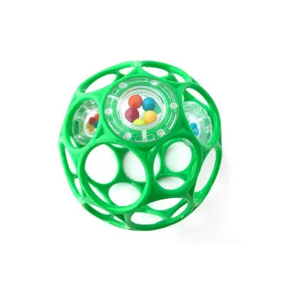 Jucarie zornaitoare, Oball, 29 orificii, Fara BPA, PVC, latex sau ftalati, 10 cm, 0 luni+, Verde