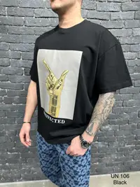 Tricou Oversized Uneffected Gold Black Tsas422(un-106) (mărime: L)