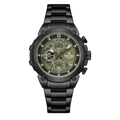Ceas Bărbați Naviforce 8071 Negru-Verde - Funcții Multiple, Design Business, Shockproof, Rezistent la Apă 3ATM