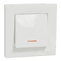 Asfora, Intrerupator simplu cu lampa de localizare, 10A, alb, fara surub