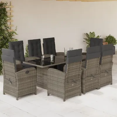 Gossi set mobilier gradina cu perne, 9 piese, gri, poliratan