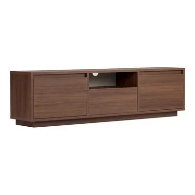 Comodă TV în culoare naturală închisă cu aspect de lemn de nuc 160x42x30 cm Sentinel – Kalune Design