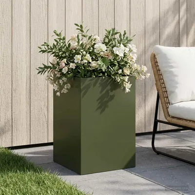 vidaXL Vază pentru Grădină Verde măsliniu 40 x 40 x 60 cm