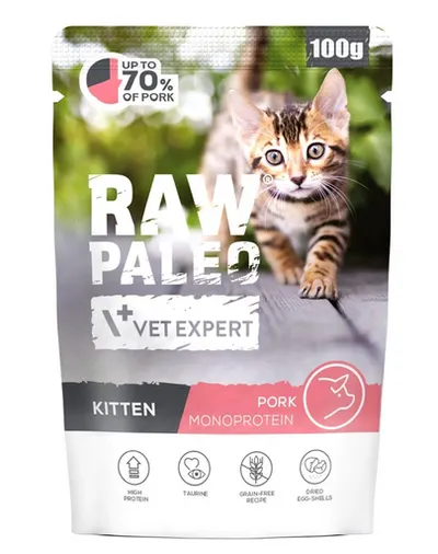 RAW PALEO Monoprotein Kitten Pork Hrană pentru pui de pisică cu porc 100 g