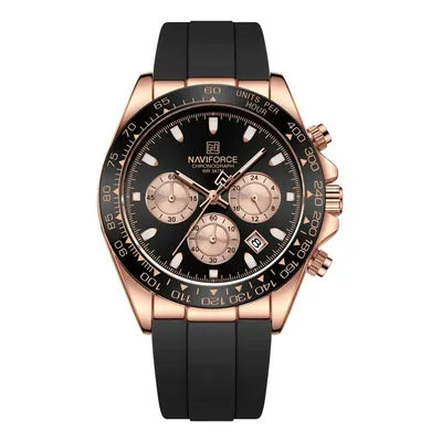 Ceas Bărbați Naviforce 8054 Negru-Rose - Design Military, Funcții Multiple, Rezistent la Șocuri, Rezistent la Apă 3ATM
