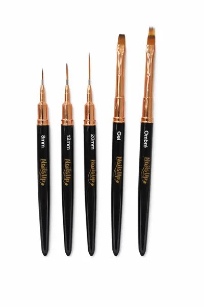 Set 5 pensule unghii tip stilou NailsUp Black Premium