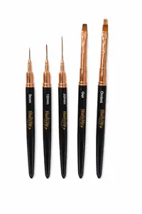 Set 5 pensule unghii tip stilou NailsUp Black Premium