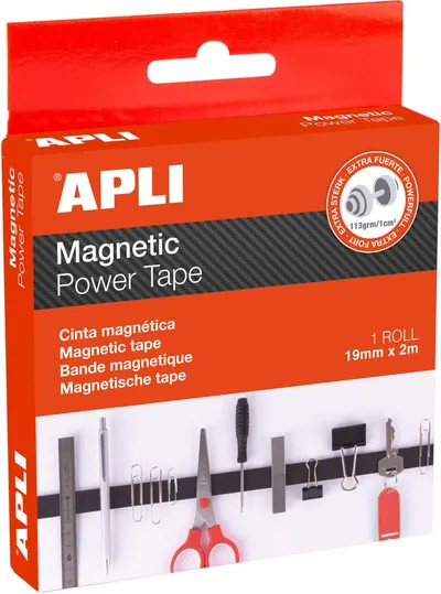 Bandă magnetică Apli - autoadeziva, 19 mm x 2 m