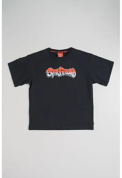 Tricou din bumbac cu imprimeu logo - Rosu/Negru