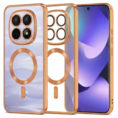Husa MagSafe pentru Xiaomi Poco M8 / Redmi Note 15 5G / Note 15 4G, Techsuit, Luxury Crystal, Portocalie
