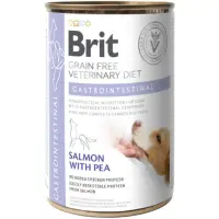 BRIT VD Gastrointestinal, XS-XL, Somon, dietă veterinară, conservă hrană umedă fără cereale câini, sistem digestiv, (în aspic), 400g