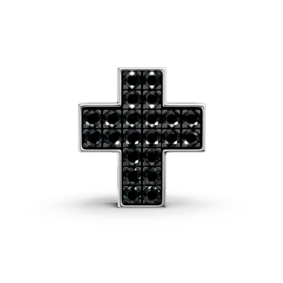 Pandantiv cruce din aur alb cu diamante negre de 0.21ct