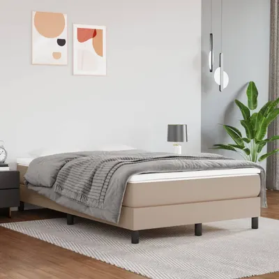vidaXL Cadru de pat cu arcuri, cappuccino, 120x200 cm, piele ecologică