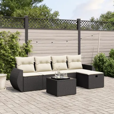 Gossi set mobilier de gradina cu perne, 6 piese, negru, poliratan