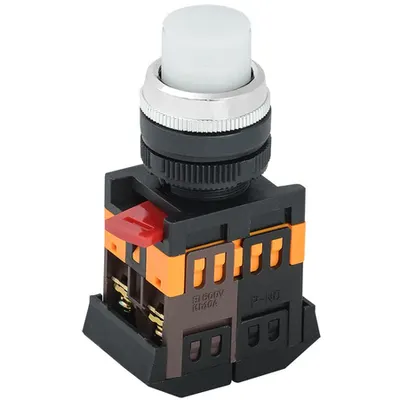Control buton ABLFP-22 Alb d22mm neon /240V 1z+1P