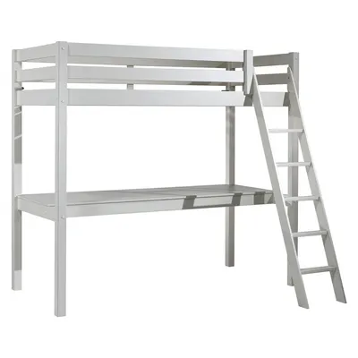 Pat pentru copii alb înalt din lemn masiv de pin 140x200 cm PINO – Vipack