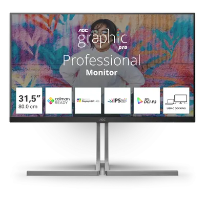 Monitor Consumer AOC U32U3CV, 31.5", 3840 x 2160 pixeli, Black, 3 ani Garantie