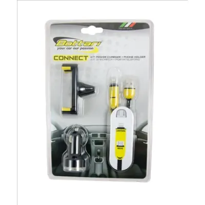 Kit incarcator auto cu suport telefon Bottari