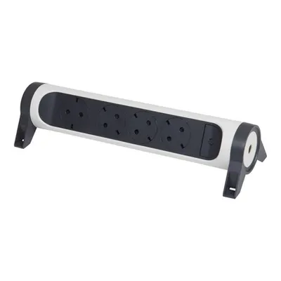 Bloc Multipriza Mobil Premium Rotativ 4x2P+T cu Intrerupator alb-negru
