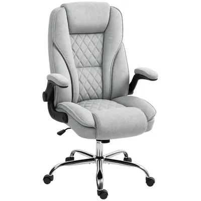 HOMCOM Scaun de birou, scaun birou ergonomic, înălțime reglabilă, brațe rabatabile, 70 x 70 x 114-122 cm, gri | Aosom Romania