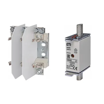 Pachet Protectie Circuit Trifazat: Soclu Siguranta Fuzibila NH00/NH000 3P (M8/M6), Siguranta Fuzibila NH000 gG 100A 500V