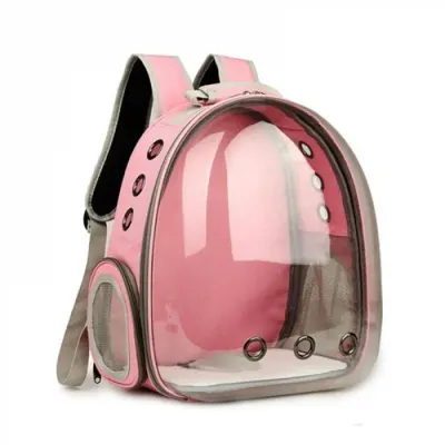 Rucsac transport animale de companie transparent roz
