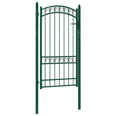 vidaXL Poartă de gard EMMEN cu vârf arcuit, oțel, verde, 100x123,5 cm