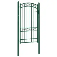 vidaXL Poartă de gard EMMEN cu vârf arcuit, oțel, verde, 100x123,5 cm