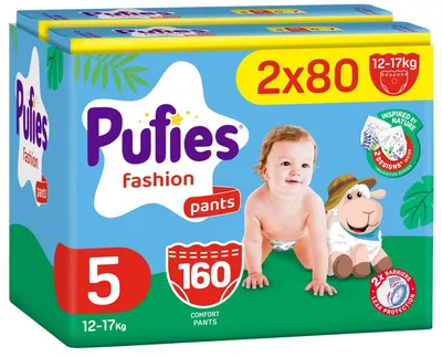 Scutece chiloței Pufies Fashion - Junior, mărimea 5, 160 buc, 12-17 kg, Mega Pack 2