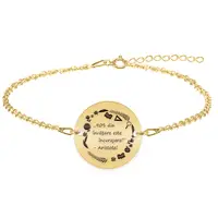 Courage - Bratara personalizata "90% din invatare este incurajare" din argint 925 placat cu aur galben 24K
