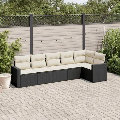 Gossi set mobilier de gradina cu perne, 6 piese, negru, poliratan