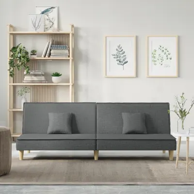 vidaXL Canapea extensibilă, gri închis, material textil