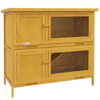 PawHut Adăpost pentru Iepuri cu 2 Niveluri, Cușcă pentru Porcușor de Guineea, Tăvi Detașabile, 100 x 47 x 91cm, Gri | Aosom Romania