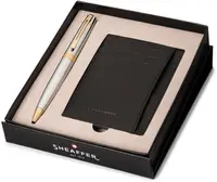 Set de pixuri Sheaffer 300 - Bright Chrome, cu carcasă pentru carduri