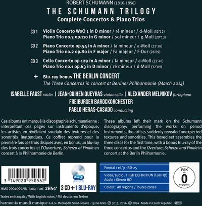 The Schumann Trilogy. Complete Concertos & Piano Trios | Isabelle Faust, Freiburger Barockorchester, Alexander Melnikov, Jean-Guihen Queyras