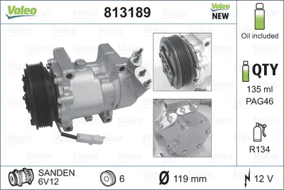 Compresor Clima Auto Aer Conditionat Potrivit Citroen Berlingo, Berlingo Minivan, C2, C2 Enterprise, C3 I, C3 Pluriel, Xsara, Xsara Picasso; Peugeot 206, 206+, 307, Partner, Partner Minivan 1.1-2.0 06