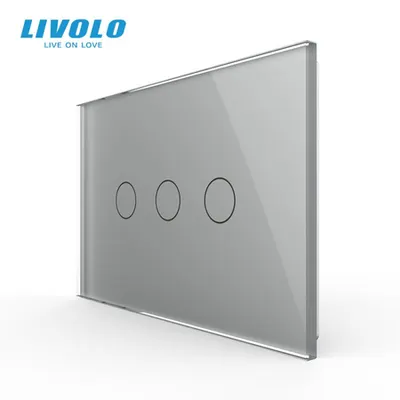 Intrerupator triplu, standard italian, cu panou sticla, 3M Gri