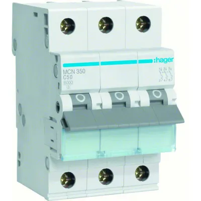 Siguranta automata 3P, 50A, curba C, 6kA Hager MCN350