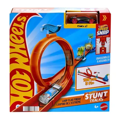 Set de joaca cu masinuta, Hot Wheels Stunt Track, Loop Flag Finish, JHK77