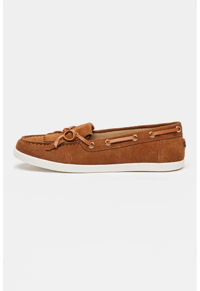 Pantofi boat din piele intoarsa Furlanina - Maro/Maro deschis
