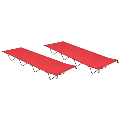 vidaXL Paturi camping, 2 buc. roșu, 180x60x19 cm, țesătură oxford&oțel