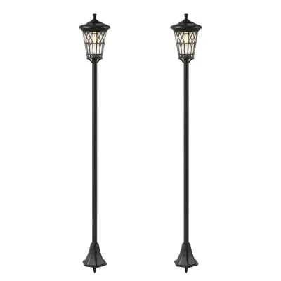 Outsunny Set de 2 Felinare Solare de Grădină 1.86 m, Lămpi de Exterior din Oțel Inoxidabil cu Înălțime Reglabilă, 2 Moduri de Lumină, IP44 Impermeabil pentru Terasă Curte Alei | Aosom Romania