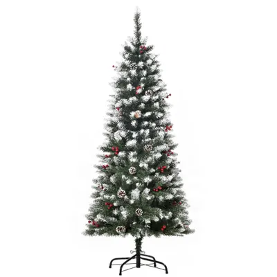 Brad de Craciun Inzapezit, brad Artificial, Φ53x150cm decoratiune de Craciun, brad cu zapada, brad alb HOMCOM | Aosom Romania