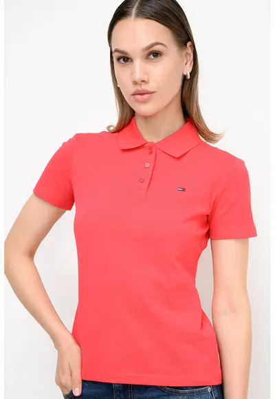Tricou polo cambrat - Rosu vermillion
