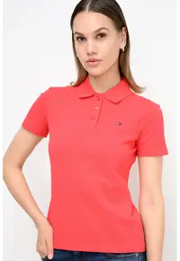 Tricou polo cambrat - Rosu vermillion