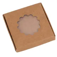 Cutie mică pentru bijuterii cu fereastră ondulată – kraft (set 50 buc) 6x6x1cm