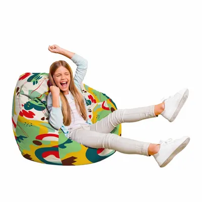 Fotoliu Puf Bean Bag tip Para L abstract jungle verde