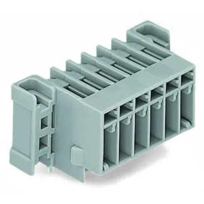 THT male header; 1.0 x 1.0 mm solder pin; angled; clamping collar; Pin spacing 5 mm; 7-pole; gray