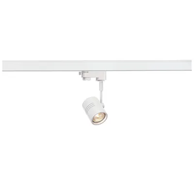 Iluminat decorativ pe sina, BIMA Melodii GU10, pata alba pentru 240V track 3 faze, cu un singur intitulat, QPAR51, rotund, alb mat, max. 50W, inclusiv. adaptor 3 faze