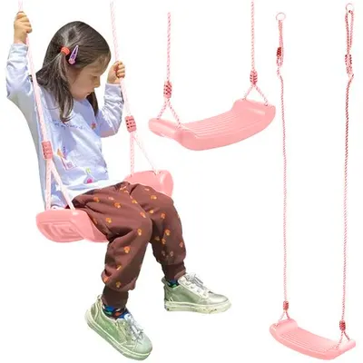 Leagan pentru copii Kruzzel, constructie robusta cu franghii puternice, lungime reglabila 105-175cm, asamblare rapida, sarcina maxima 50 kg, Light Pink